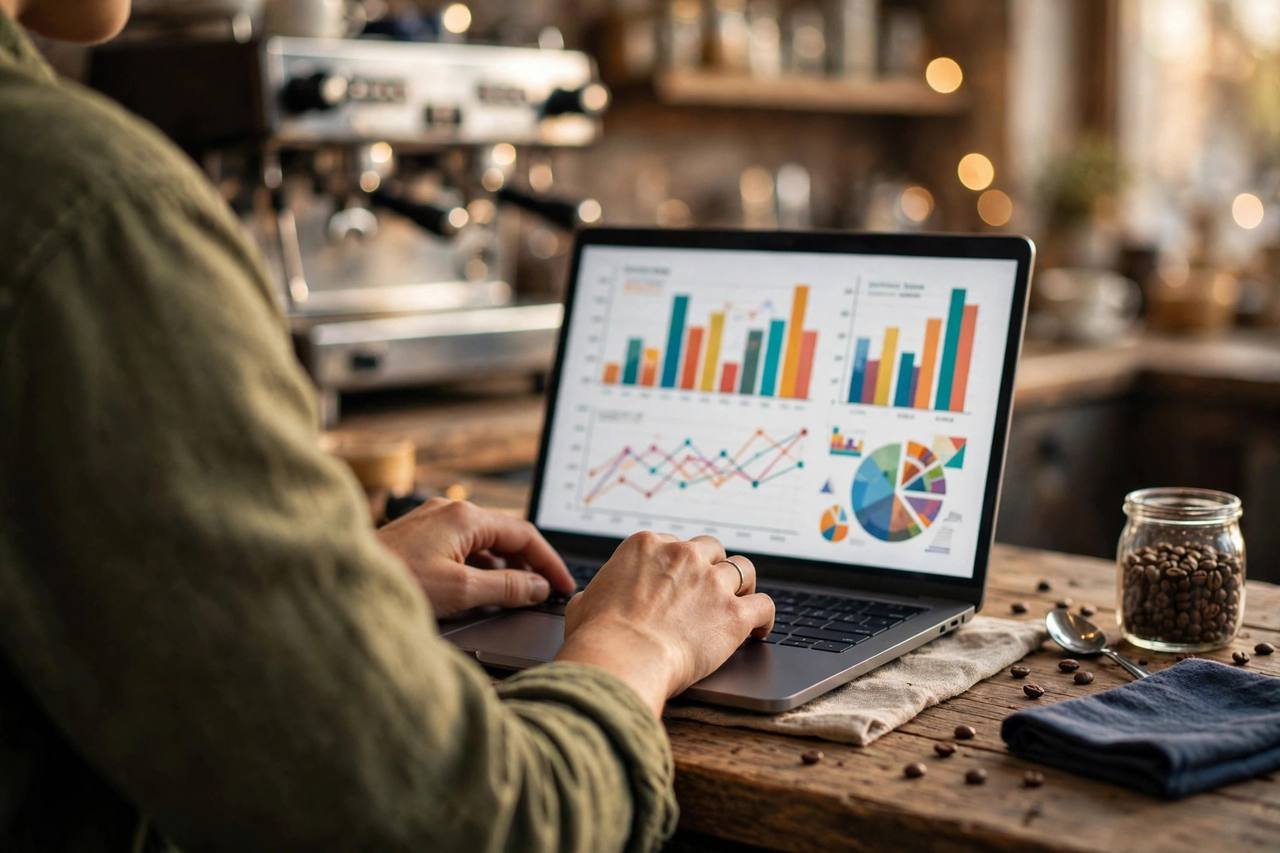 small business owner working with charts